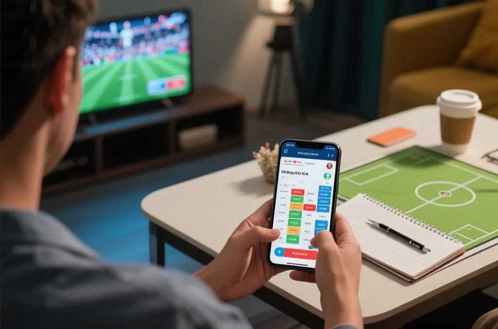 世界杯赛程表、手机直播界面和战术笔记同屏展示
